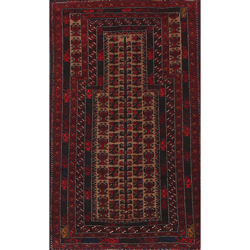 Tapis sud-ouest Mehroon / noir / bleu, Rectangle 7 pi x 9 pi