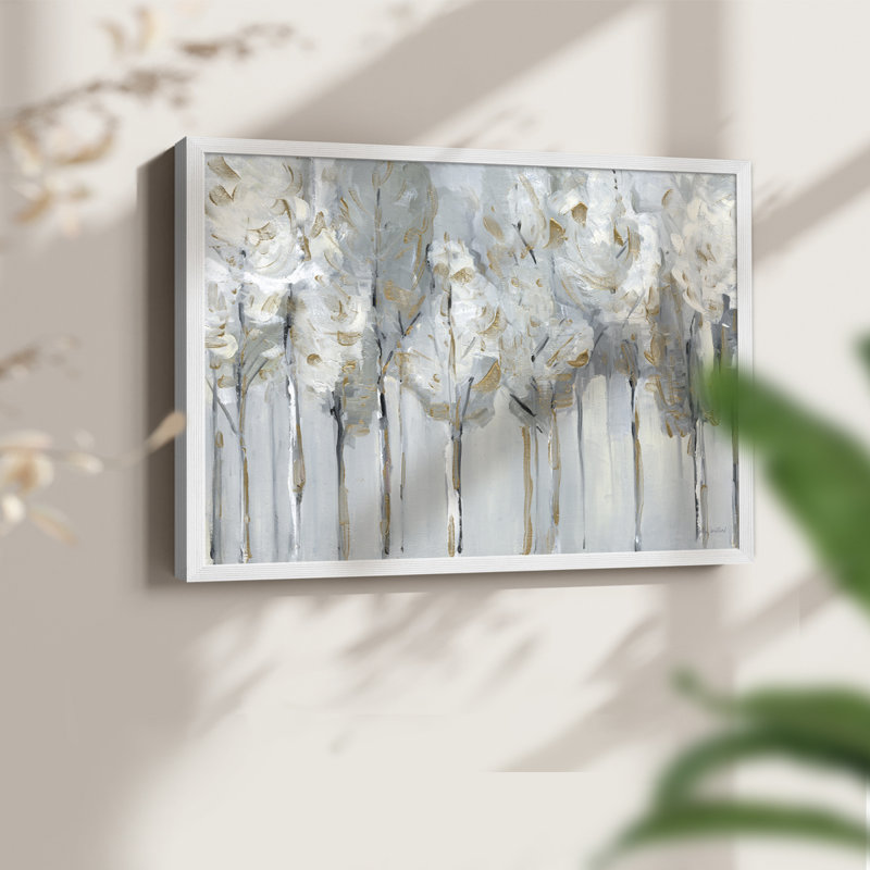 Arbre argenté et doré - reproduction encadrée - réarmable, H 8 po x l 10 po, Blanc