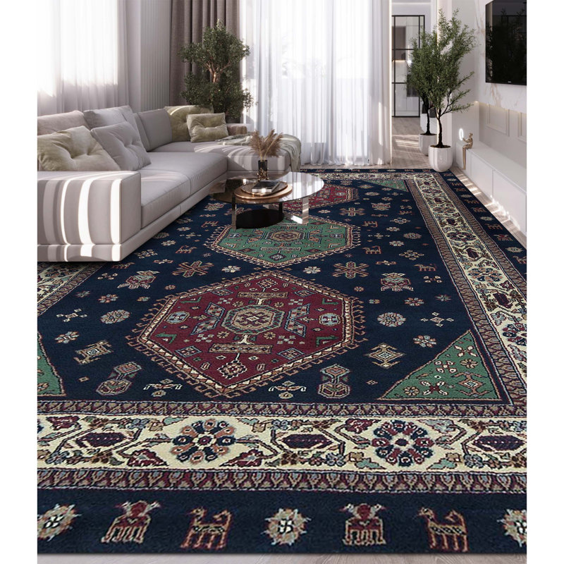 Hand-Knotted High-Quality Navy Area Rug