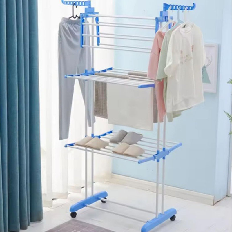 Stainless Steel Foldable Freestanding Drying Rack, Blue