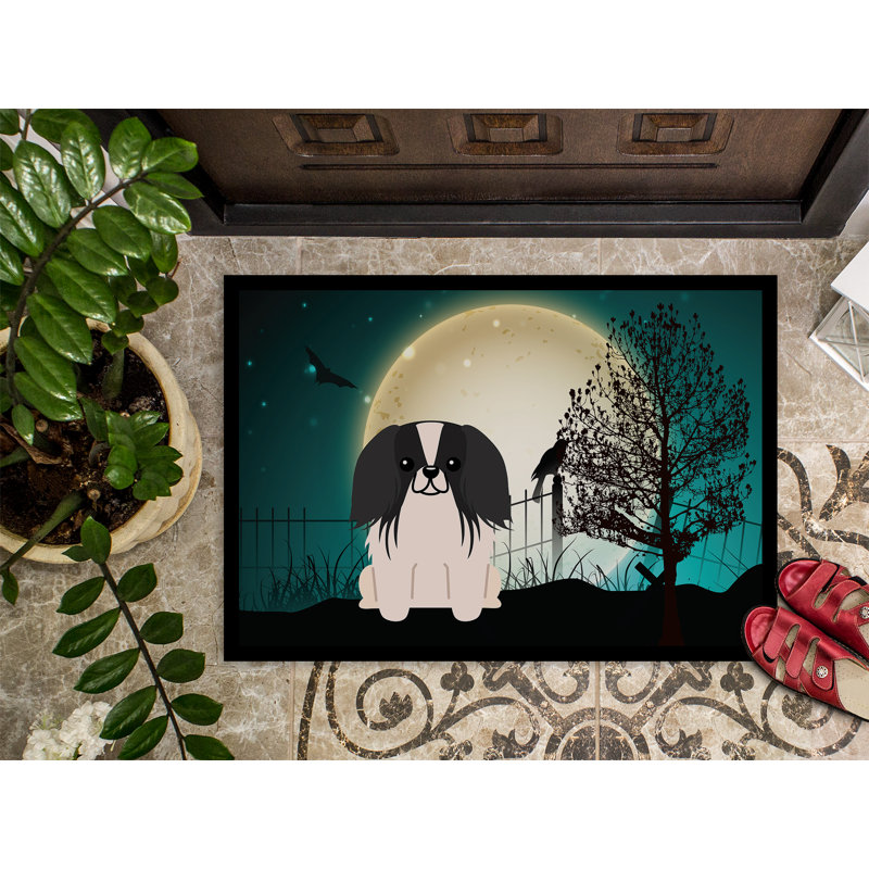Tapis de porte d'extérieur effrayant Carking Halloween, Noir / Blanc, Rectangle 2 pi x 3 pi