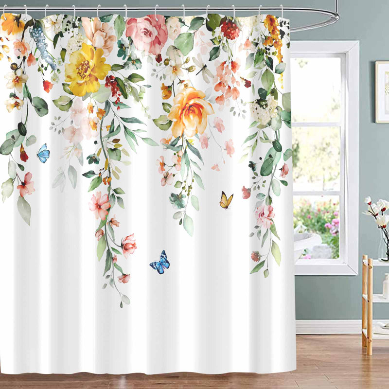 Ensembles de rideaux avec guirlandes de fleurs Watercolor