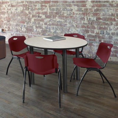 Kee Round Breakroom Table Top, 4 M Stack Chairs