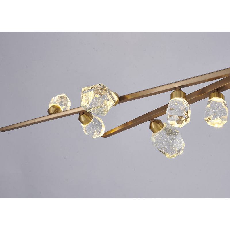 Lustre 12 lumières DEL avec branches en cristal