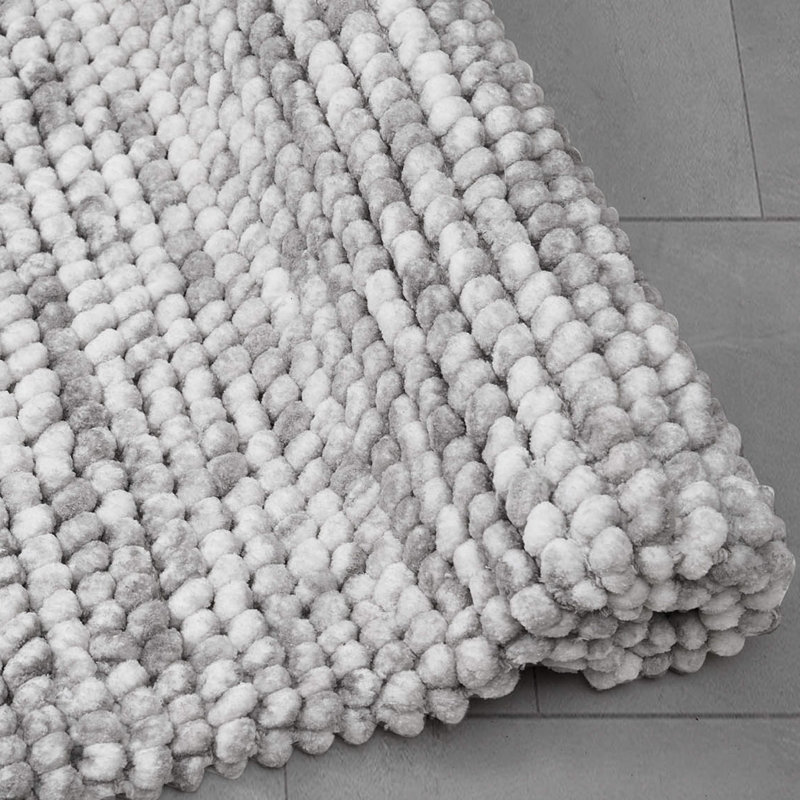 French Connection Space Dye Chunky Chenille Bath Rugs, Gray, 24" L x 17" W
