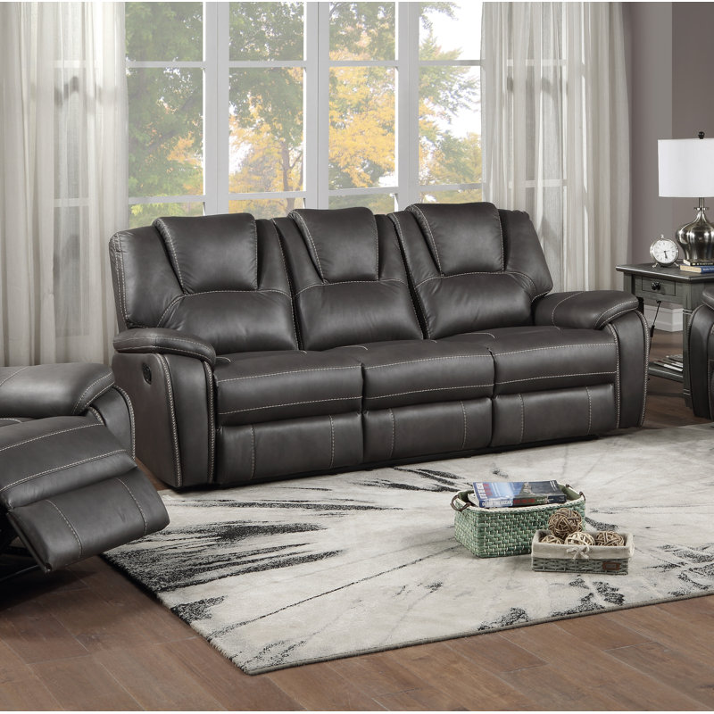 Amyjo Upholstered 83.5'' Reclining Sofa, Gray 