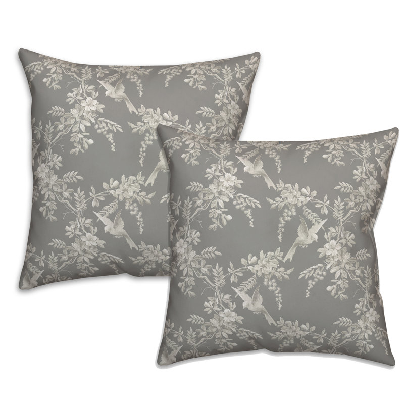 Housse de coussin oiseaux et feuilles - ensemble de 2