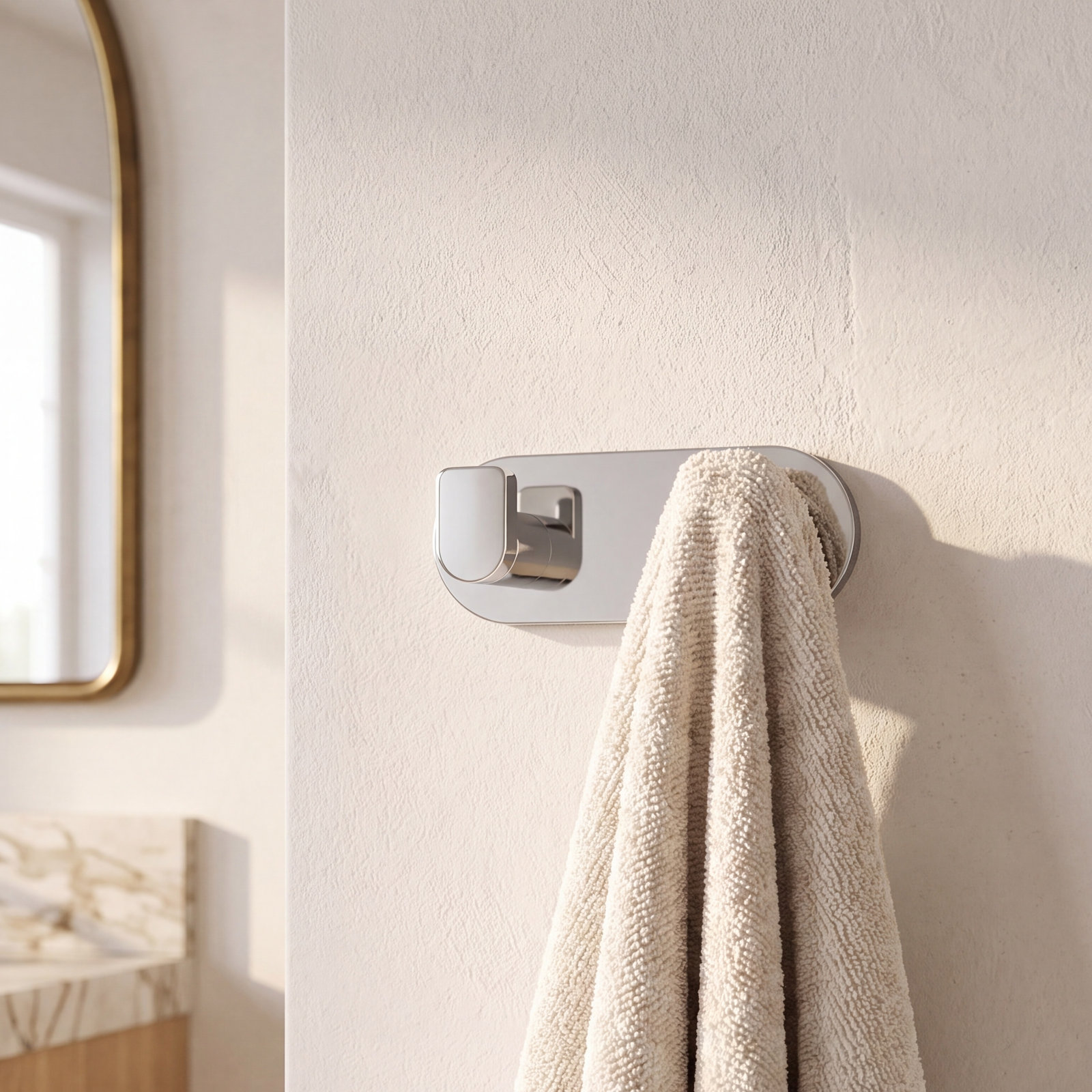 Composed Wall-Mounted Double Robe Hook, Polished Chrome