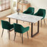 Modern 150Cm Marble Pattern Dining Table With 4 Ample Velvet Armchairs