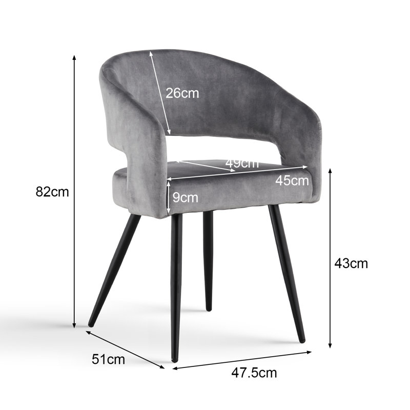 Rohit 43cm H Upholstered Metal Armchair, Grey