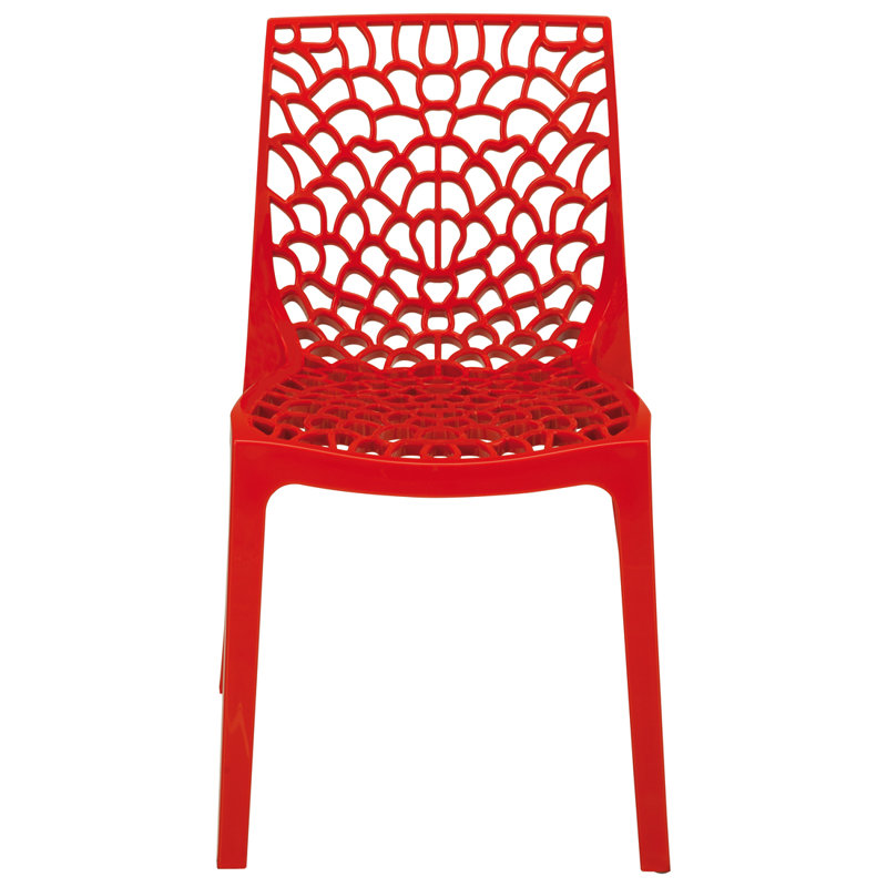 Stackable Outdoor Patio Dining Side Chair, Red