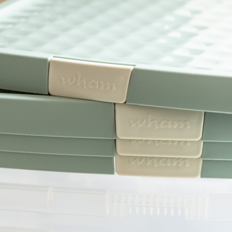 Wham Clip 14L Square Plastic Storage Boxes with Secure Clip Lock Lids. L:29 x W:29 x H:26cm, Clear/Stone/Slate Grey