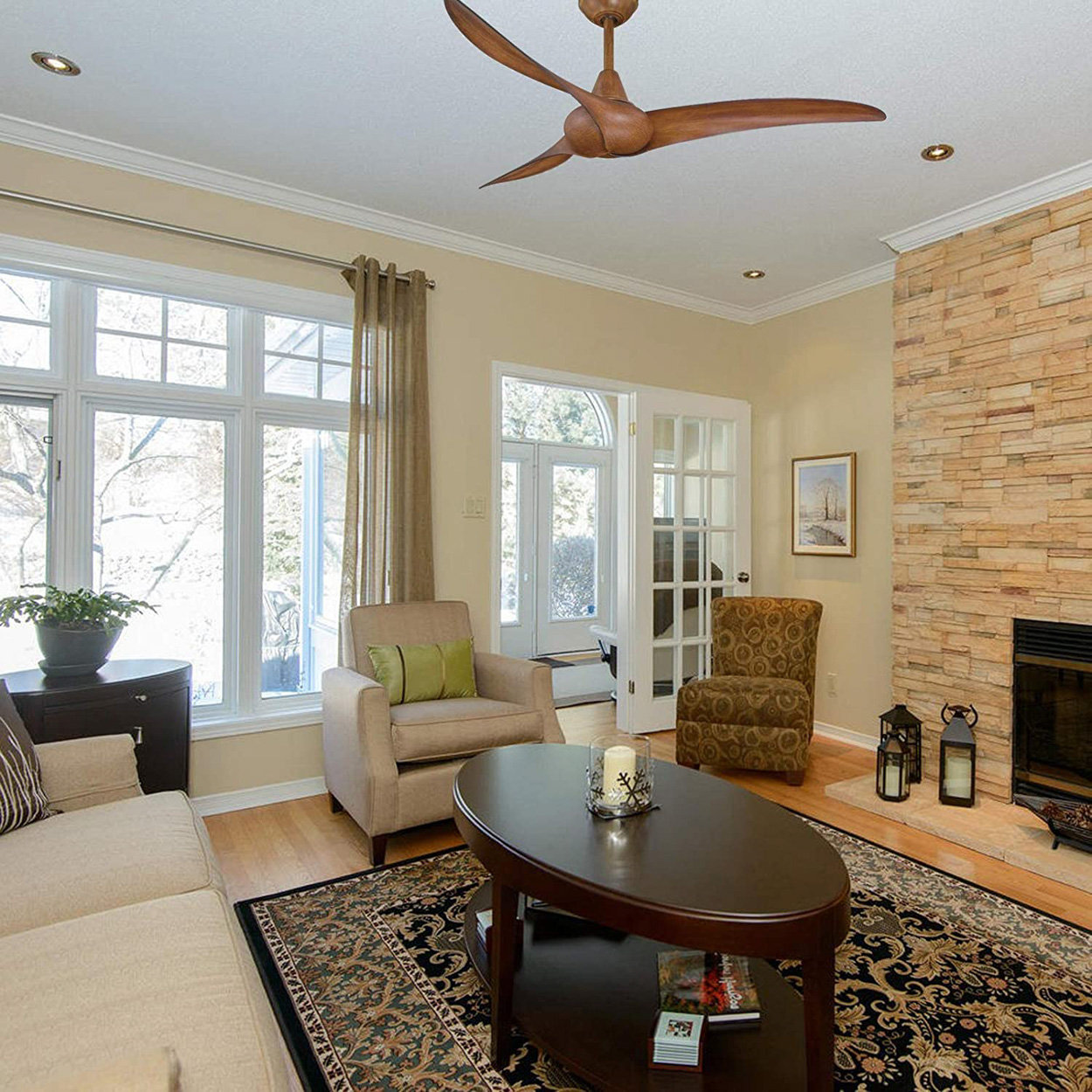 Wave 52" Ceiling Fan, Distressed Koa