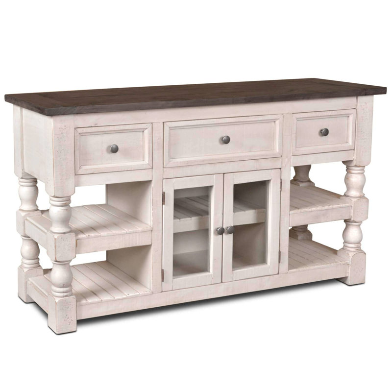 Rustic French Solid Wood Console Table, 34" H x 60" W x 18" D 