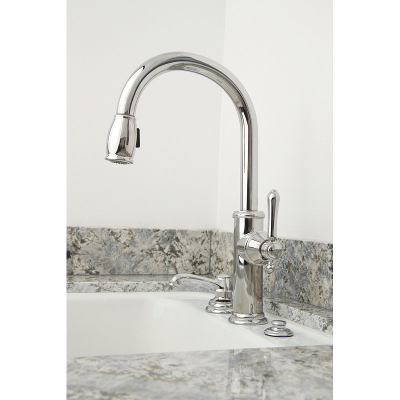Chesterfield Pull Down Single Handle Kitchen Faucet, Polished Chrome
