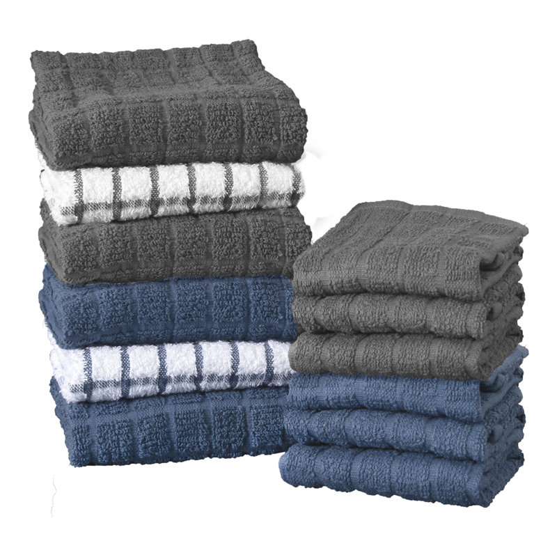 RITZ Terry Kitchen Towel and Dish Cloth Set, Blue