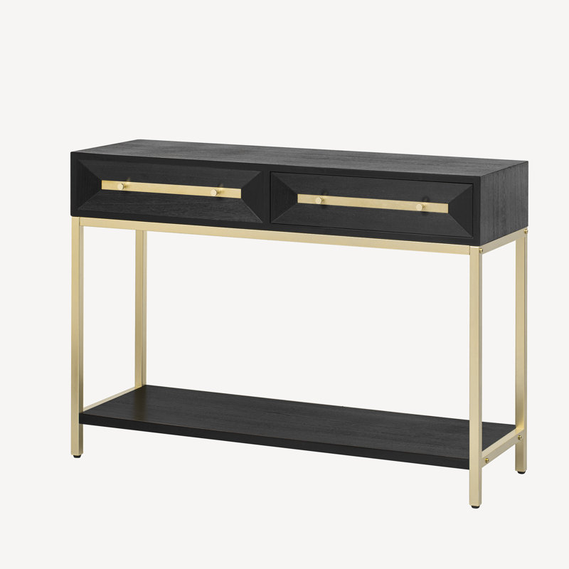 Zephira Console Table With 2 Drawers, Black