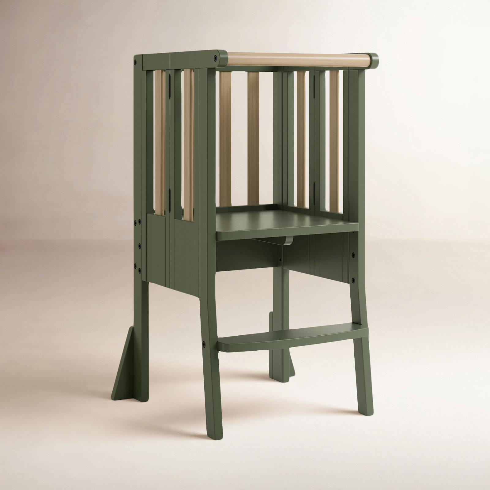 Foldable Step Stool, Olive/Driftwood