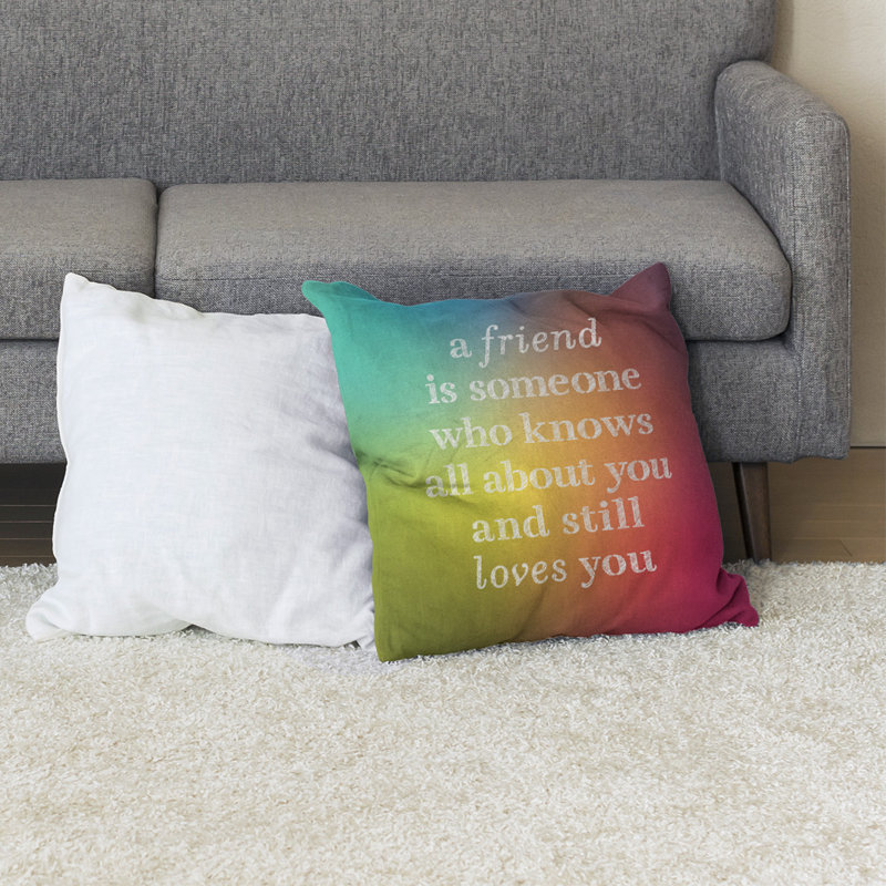 Coussin de sol Love & Friendship, H 28 po x l 28 po, Arc-en-ciel
