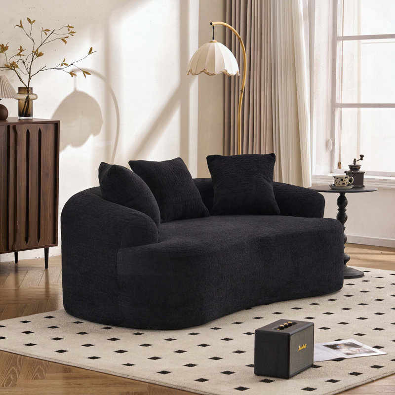 Causeuse incurvée avec 3 coussins Boneless, Noir