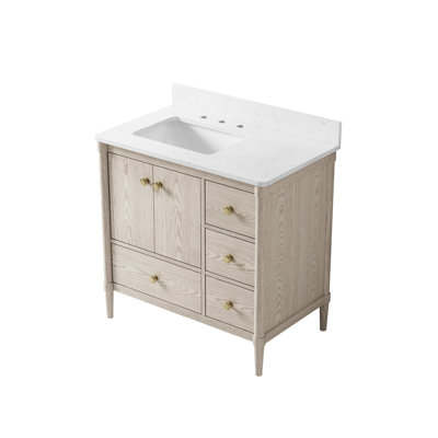 Gabby 36" Solid Wood Single Sink Bathroom Vanity With Carrera Quartz Top