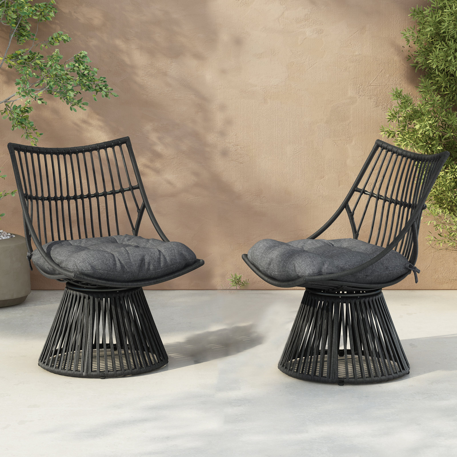 Fiona Patio Chairs with Cushions, Gray, Gray