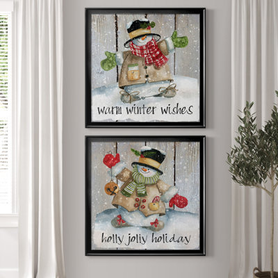 «Winter Wishes Snowman», ensemble de 2 reproductions d'art