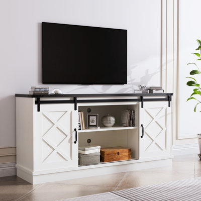 58" Wooden Entertainment Center with Storage and Barn Door