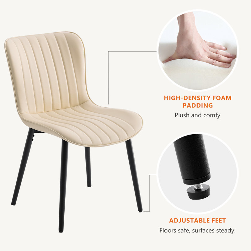 Modern Dining Chairs, PU Leather Kitchen Side Chairs With Sturdy Metal Legs & Non-Slip Feet Perfect For Dining Room, Restaurant, Cafe