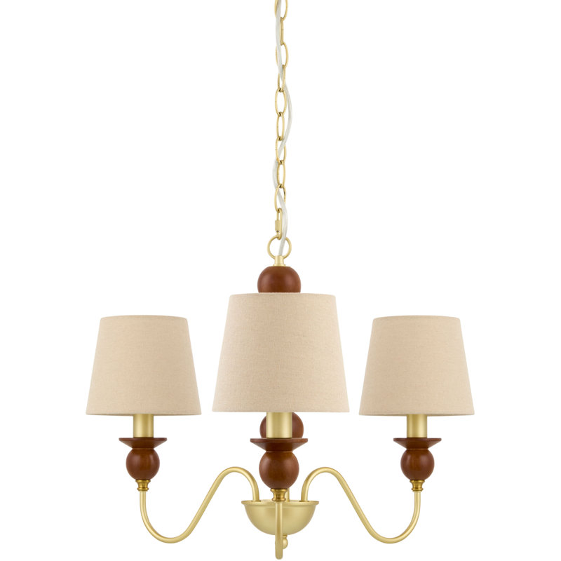 Myoshia Classic / Traditional Chandelier, Beige, 3 Lights, 47" H x 25" W x 25" D