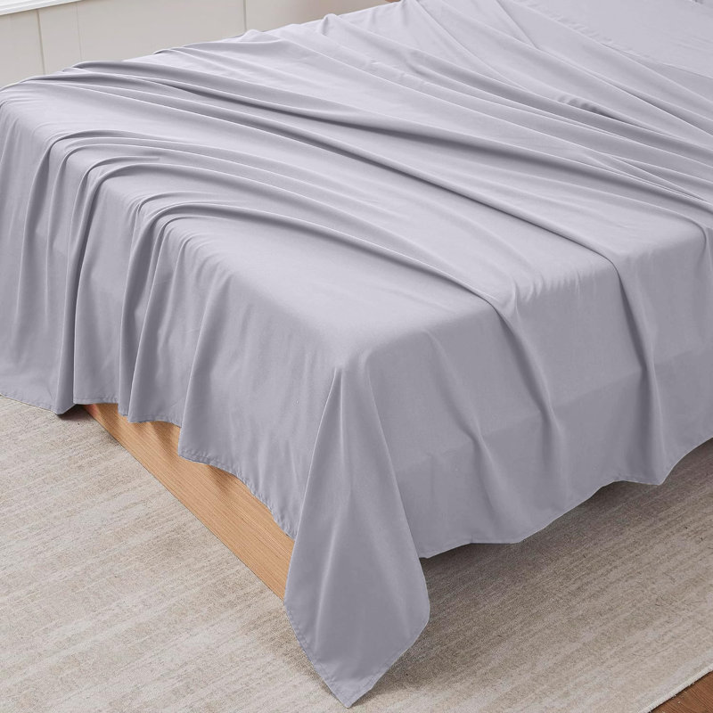 100% Brushed Cotton Flat Sheet  Soft, Breathable Bedding for Bedroom, Super King (6'), Grey