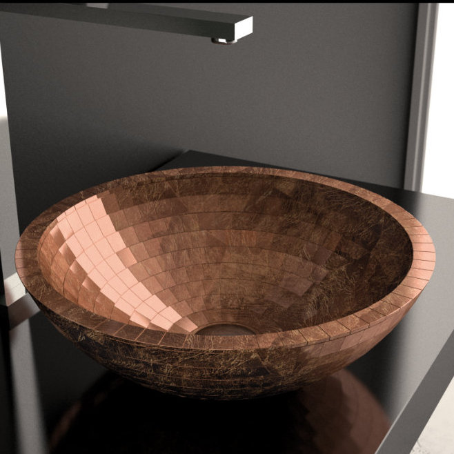 Maestro Bath 16.6'' Polymer Circular Bathroom Sink, Copper