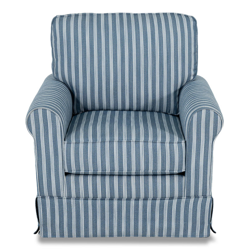 Mariti Skirted 360-Degree Swivel Accent Chair, Blue