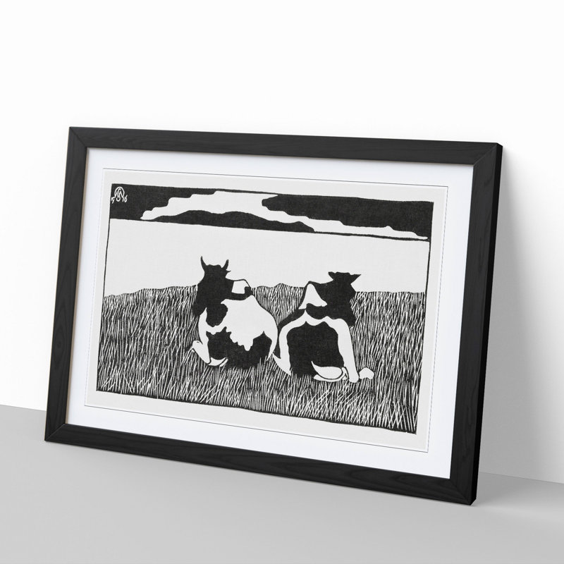 Cows by Samuel De Mesquita - Picture Frame Graphic Art, Black Framed, 48cm H x 65cm W x 2cm D