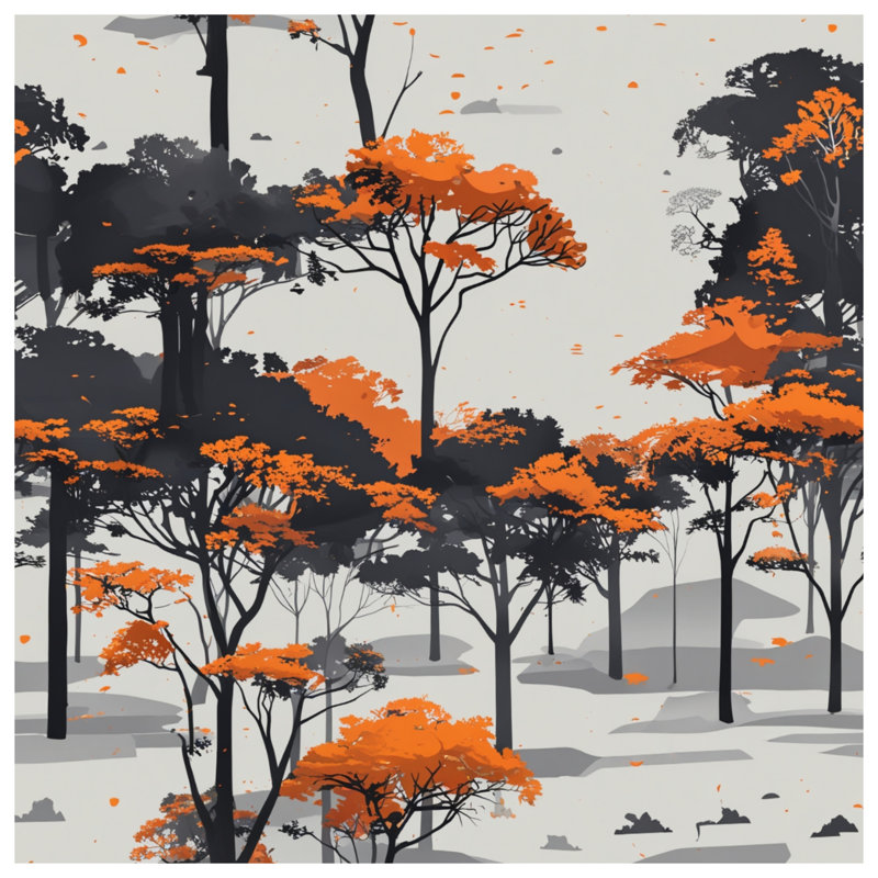 Orange And Black Trees Canvas Gallery Wrap in Many Sizes, 20 x 24 inches