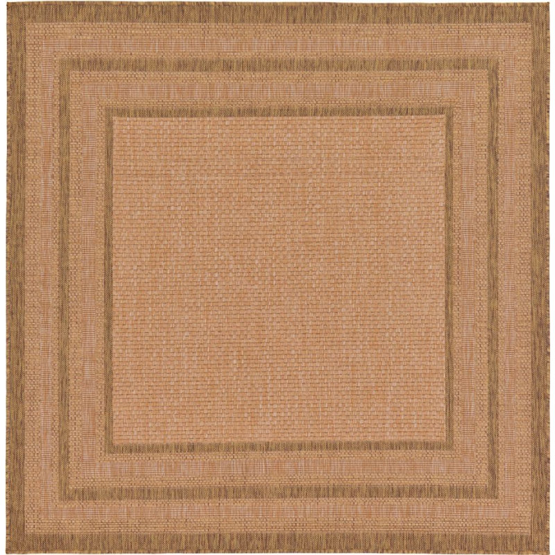 Outdoor Veranda Area Rug Amber Color, Round 6'