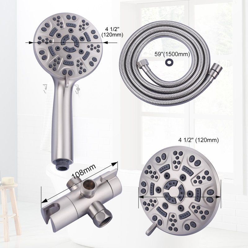 Single Handle 7-Spray Shower Faucet 1.8 GPM With Dual Shower Adjustable Head, Brushed Nickel