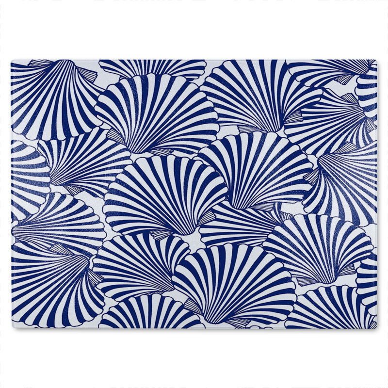 Striped Sea Shells Glass Chopping Board, 40cm L x 28cm W