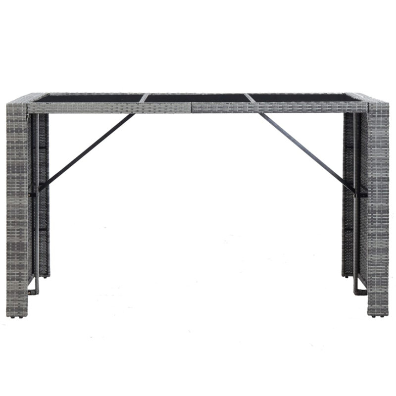 Ensemble de salle à manger rectangulaire à hauteur de bar pour 6 personnes avec coussins, Cadre gris / coussin gris