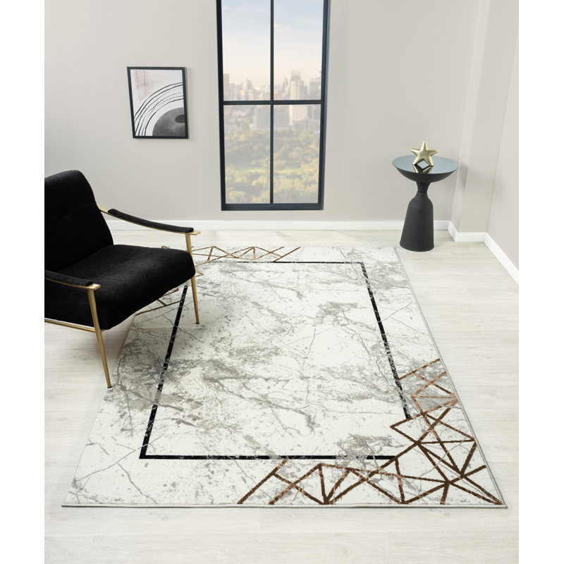 Tapis à bordure abstraite, Rectangle 2 pi x 3 pi 3 po