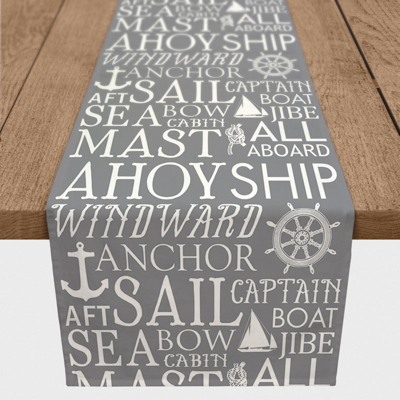 Chemin de table des mots de plage Mckinnon, L 72 po x l 16 po, Gris