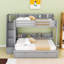 Lit simple superposé au dessus d'un lit double avec escalier de rangement, lit gigogne simple, DEL, USB et tablettes-1789758196