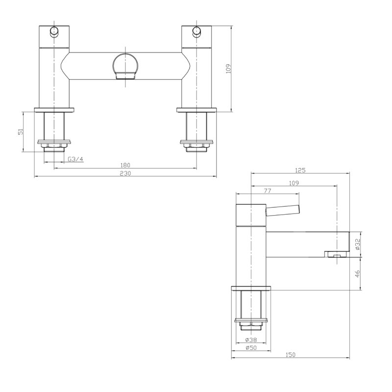 VeeBath Dixon Round Bath Filler Mixer Tap, Brushed Brass