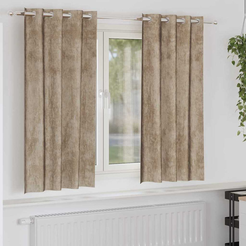 Alithia Velvet Room Darkening Curtain Pair, 140cm Width x 175cm Drop, Champagne
