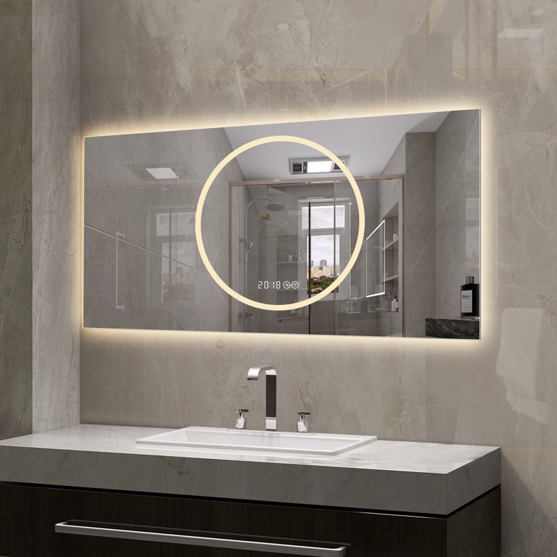 Miroir d'appoint à DEL avec éclairage mural, verre trempé, style moderne, essentiel pour la salle de bain