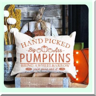 Pumpkin Harvest Lumbar Pillow Cover - Fall Farmhouse Decor - Outdoor Decorative Cushion Case - Throw Pillow - Autumn Home Decor - Couch Pillow