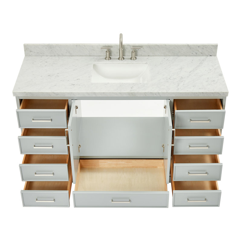 Ensemble de meuble-lavabo simple 61 po Abshire, Gris, Nickel brossé