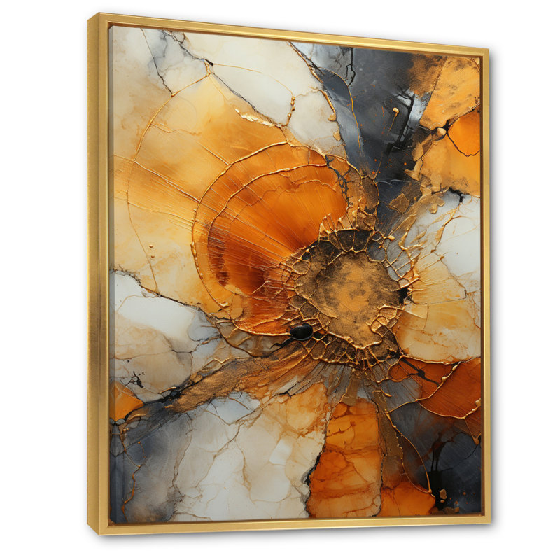 Nechama " Encaustic Spirals II ", Gold Framed, 44" H x 34" W x 1.5" D