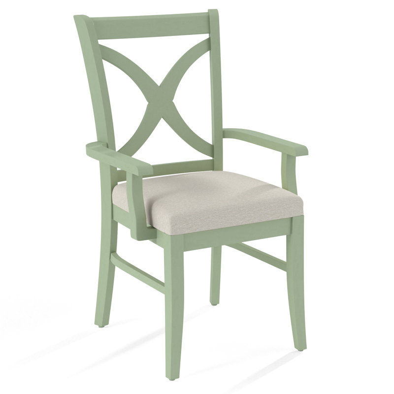 Hues Upholstered Arm Chair, Celery Finish, White Performance Fabric; 0851-94