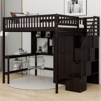 Jamesy Kids Full Loft Bed with Drawers
